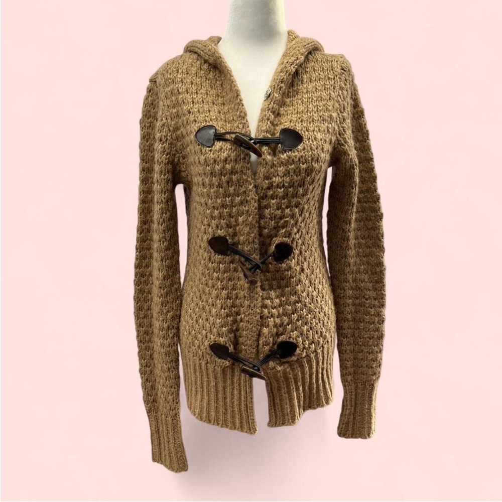 Tan Knit Sweater with Toggle Closures